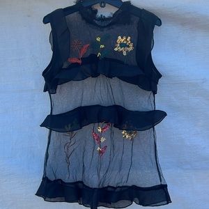 Ontwelfth sheer blouse with sequin accents